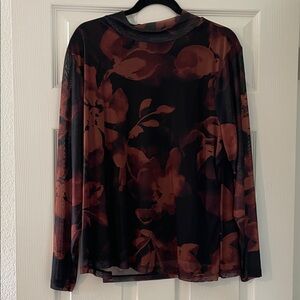 Kathy Ireland Black and Red Floral Blouse